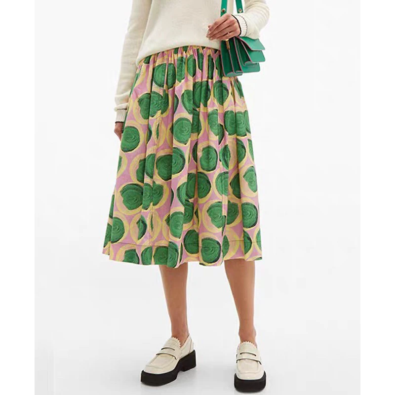 12,20 сезон: весна–лето Для женщин асимметричное Плиссированное лоскутное платье с принтом «фрукты» образ юбки для девочек