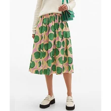 12,20 сезон: весна–лето Для женщин асимметричное Плиссированное лоскутное платье с принтом «фрукты» образ юбки для девочек