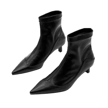 

Autumn Patent Leather Pointed Toe Brown Ankle Boots Women Botines Mujer Stiletto High Heels Winter Shoes Women botas de mujer
