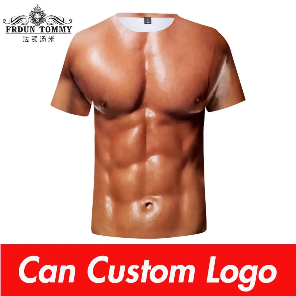 Косплей мускулистая футболка с коротким рукавом мужские крутые топы Поддельные pectorales 3D печать уличная Мужская футболка брюшный мужской