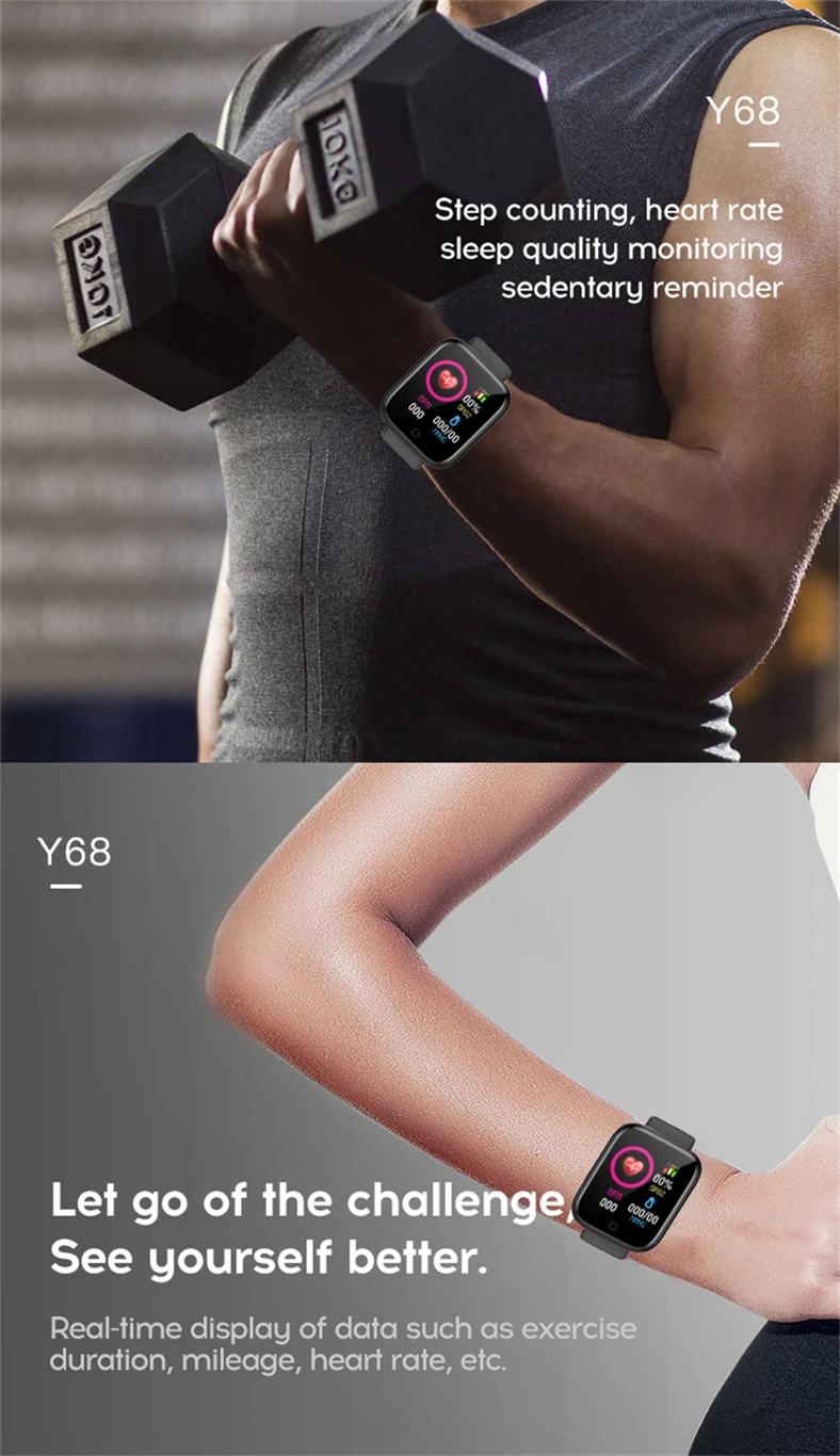 Mulheres do Esporte Monitor de Freqüência Pulseira para Android Relógio Inteligente Bluetooth Banda Cardíaca Pressão Arterial Fitness Rastreador Ios Y68 4 arterial fitness rastreador pulseira para android ios