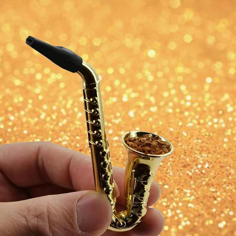 Mini Saxophone Smoking Pipes Portable Metal Tobacco Pipe Hookah Gifts