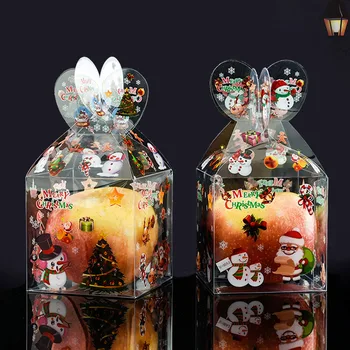 

Behogar 20pcs Cute PVC Christmas Box Fruit Candy Treat Goodie Party Favors Bag Boxes for Xmas Festival Party Gifts Random Style
