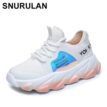 

SNURULAN New 2019 Fashionable women's tennis shoes on the platform; white knitted socks; not tapering down sneakers; sport shoes