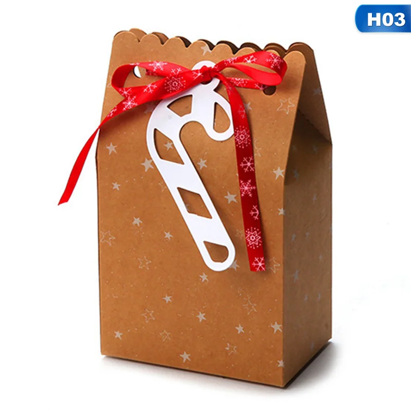 1 шт. крафт-бумага Рождественская Конфетница подарочная упаковочная сумка ремесло пекарня для бисквитного печенья пакет сумки рождественские новогодние вечерние сувениры - Цвет: H03