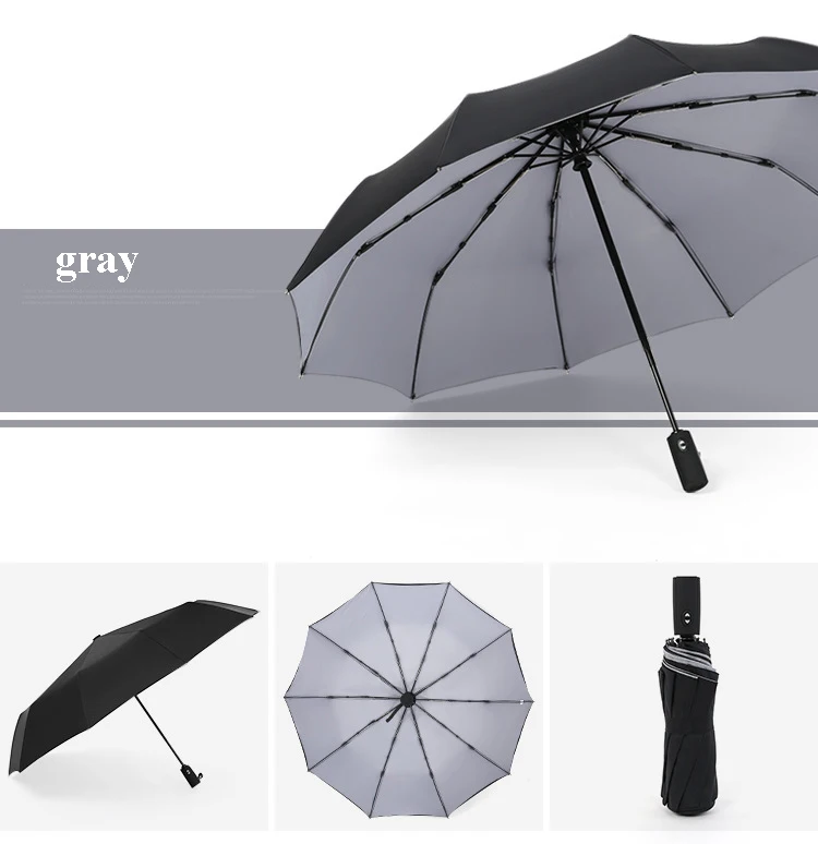 Женский 10K двухслойный ветрозащитный полностью автоматический зонтик мужской женский мужской тройной складной коммерческий большой прочный каркас зонтик