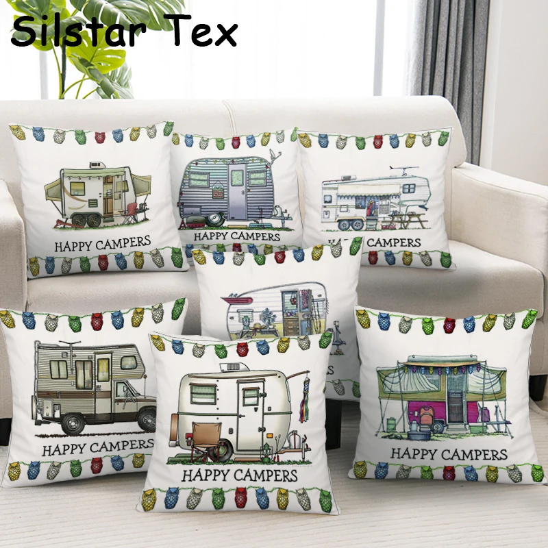 Silstar Tex Happy Campers New Design Cushion Cover Various Car Patterns