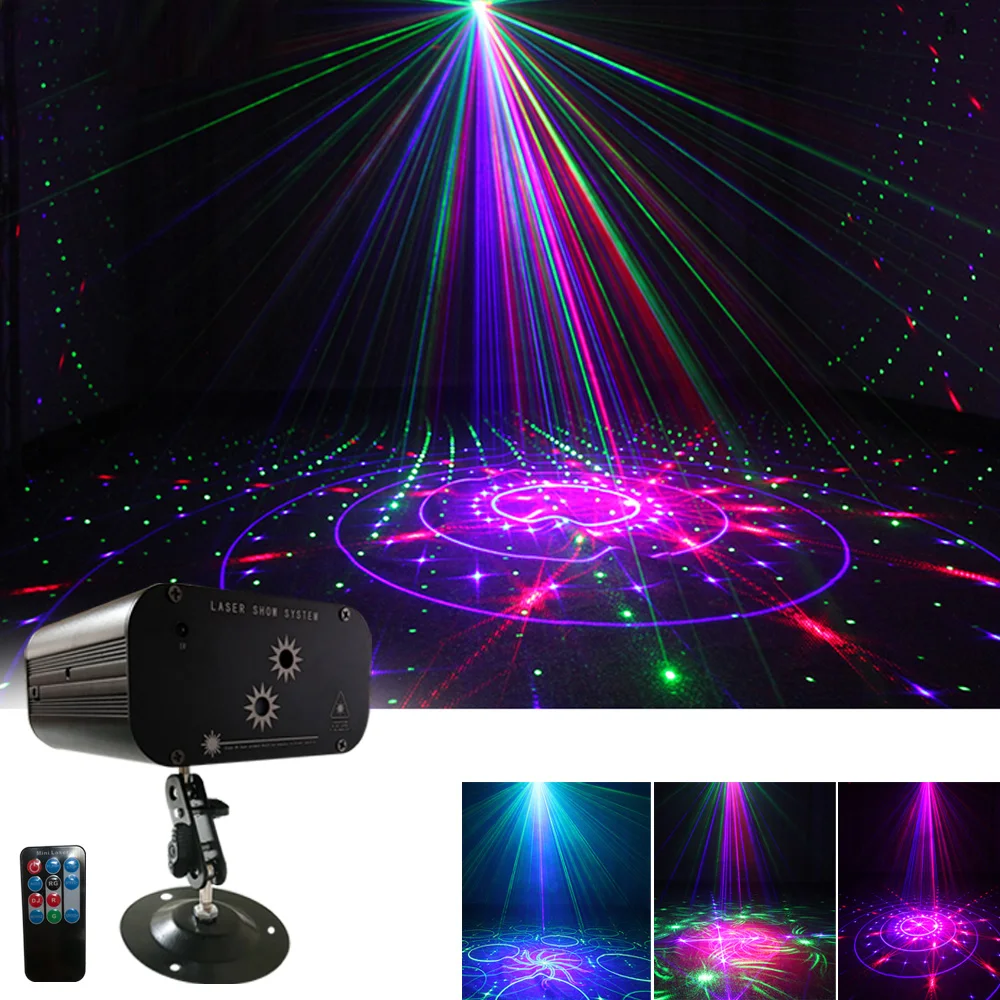 2 Hole 48 Pattern Laser Projector Remote/Sound Actived LED Disco Light RG DJ Party Stage Light Christmas Lamp Decoration 1 32 jeepsrt grand cherokee alloy car model shock absorber wheel car decoration sound and light toy car party gift for childs