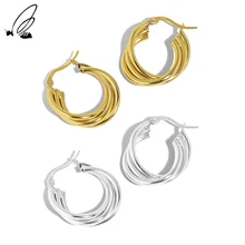 

S'STEEL 925 Sterling Silver Luxury Design Earing Minimalist Multi-layer Line Gold Dainty Earrings Gift For Women Fine Jewelry
