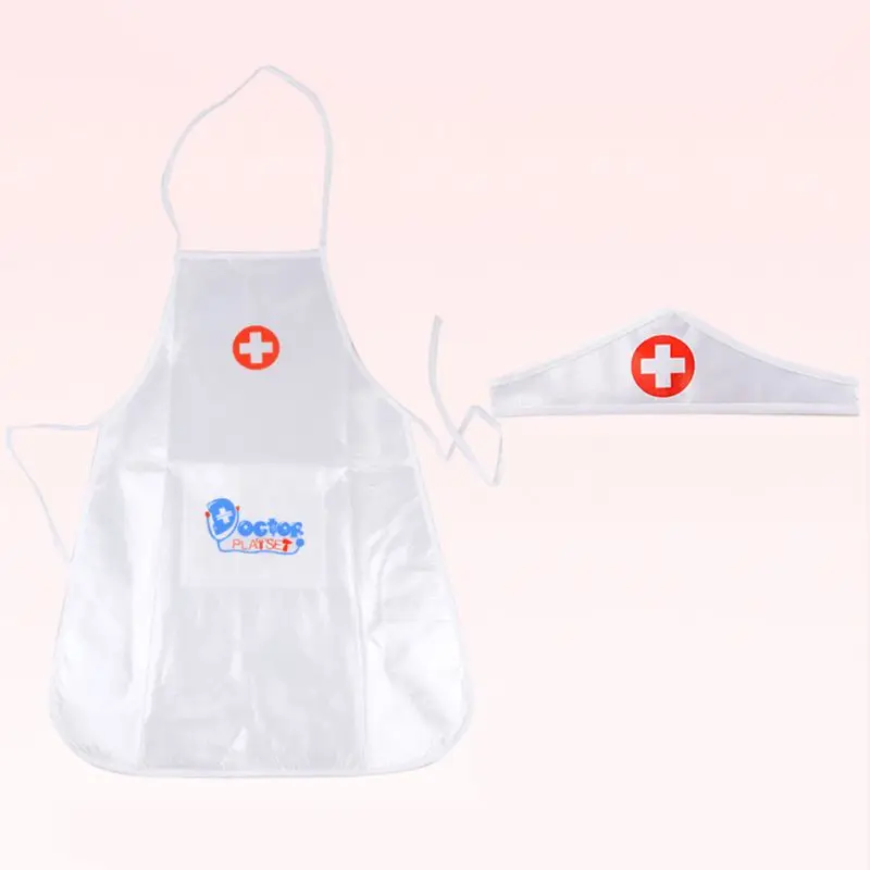 Children Kids Doctor Nurse Cosplay Costume Adjustable Apron with Headdress Hat Uniforms Performance Halloween Party Wear cosplay costume
