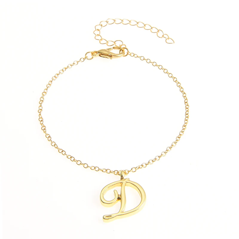 10 шт монограмма D письмо браслет подарок для детей крошечный D акроним имя очаровательный браслет с буквой ювелирные изделия