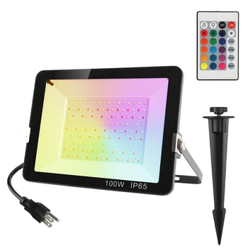 

50W/100W Colorful LED Flood Light Outdoor RGBW Flood Lamp Park Tree Landscape Garden Stage Decor Spotlight Remote Control