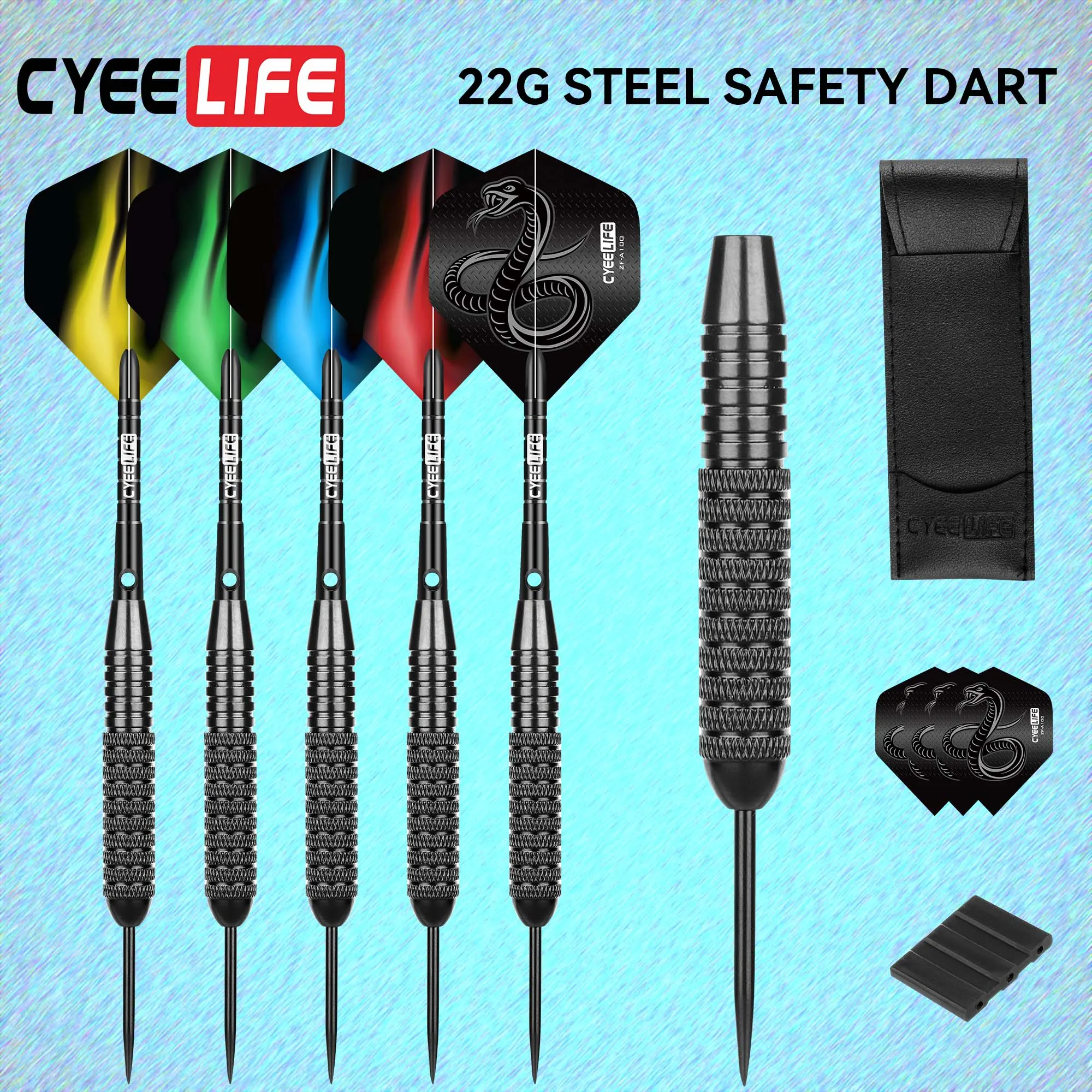 

CyeeLife 22/24g Grams Pro Steel Tip Dart set with bag,Aluminium shafts&6pcs PET Flights