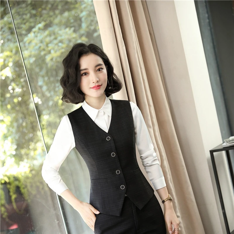 Высококачественная ткань формальный женский жилет для делового костюма и жилет OL стили для женщин офисная Рабочая одежда повседневные топы одежда блейзеры