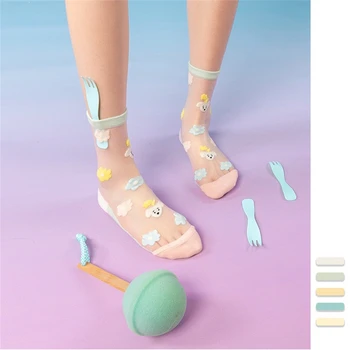 

Women‘s spring summer mesh breathable ultra-thin cartoon pattern cute socks Harajuku fashion casual girls kawaii funny socks