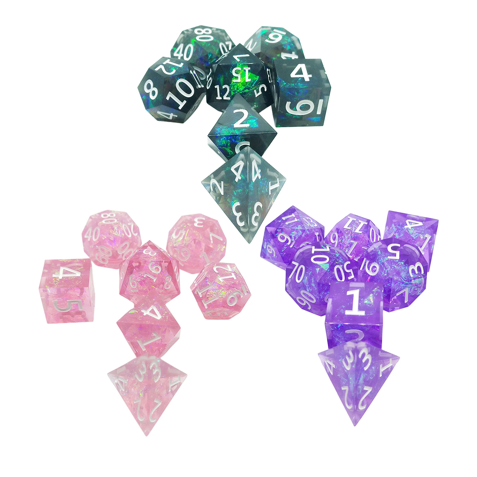 7pcs/set of Translucent Polyhedral Dice Resin Multi-sided TRPG Game Dice Set Board Game D4 D6 D8 D10 D12 D20 Die