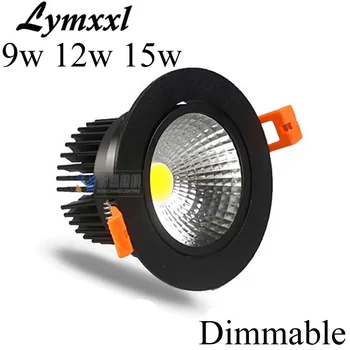 

Black Led cob downlight dimmable 9W 12W 15W AC 85-265V Recessed ceiling Light spot Lamp 100lm/w led down light UL CE
