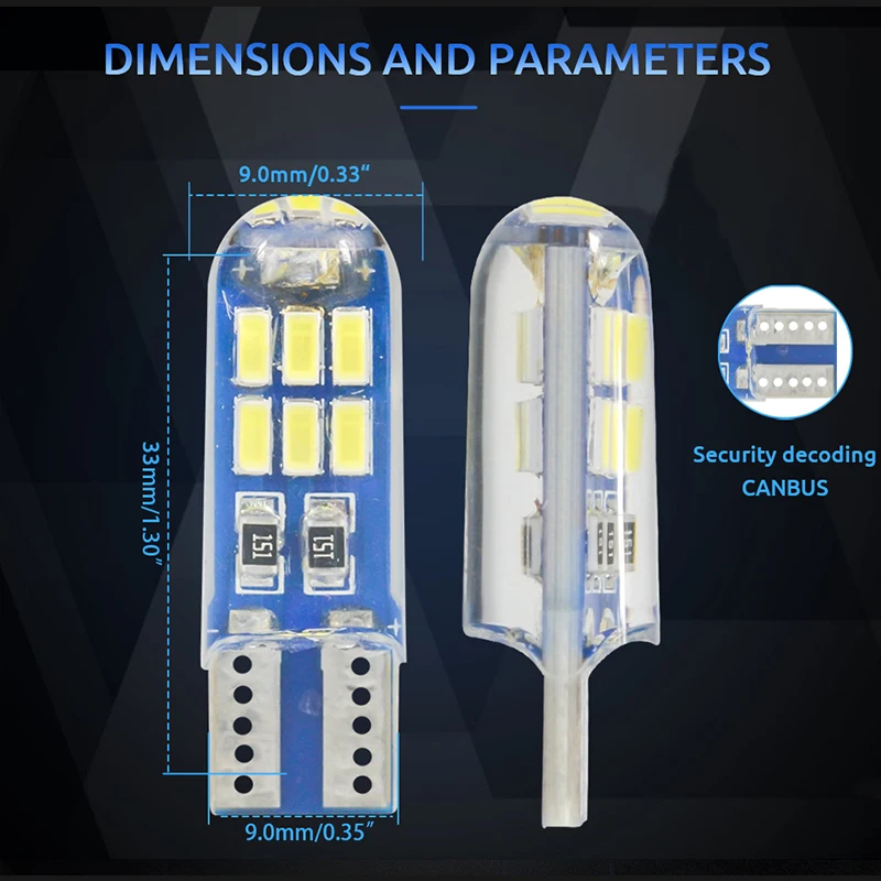 LED 플래시 LED 194 168, W5W T10, T10 스트로브, W5W 실리카겔, 15SMD 주차 전구, 자동 웨지 클리어런스 램프, CANBUS, 10 개