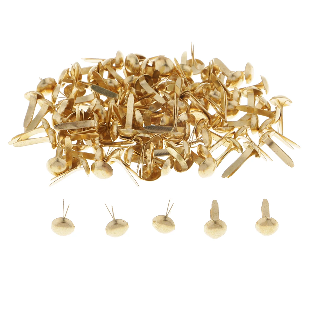 200pcs 6mm Gold Metal Split Pins Brads DIY Paper Fasteners For