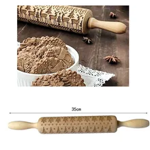 Рождественская Скалка Деревянная Рождественская скалка для тиснения скалка для теста палочка для выпечки кондитерский инструмент Новогоднее Рождественское украшение