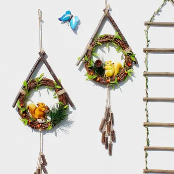 

1 Pc Unique Fashion Practical Heart Wreath Christmas Ornament Squirrel Wreath Decor for Door Wall Home Office