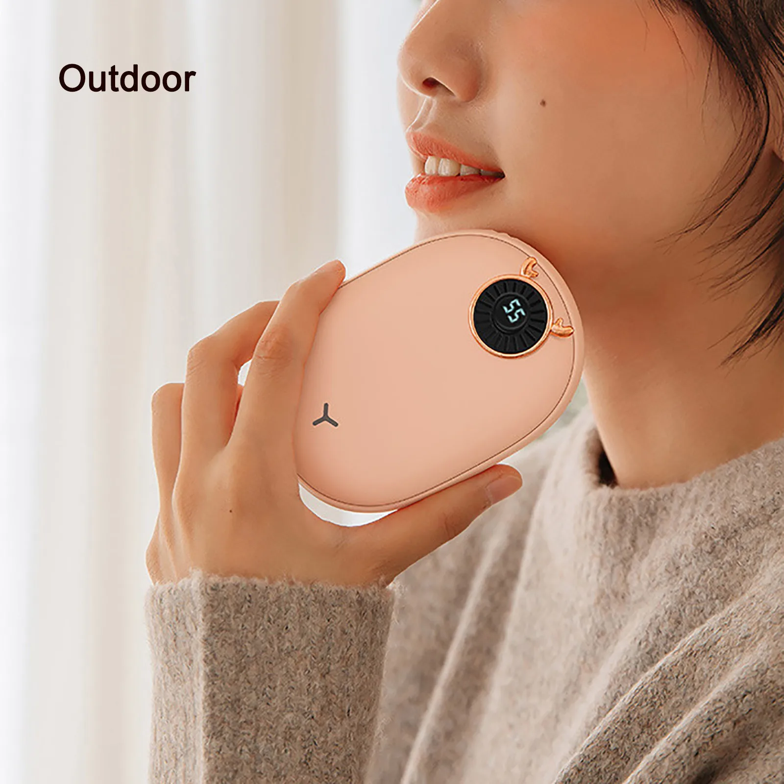 

Cartoon Winter Mini Hand Warmer Portable USB Rechargeable Power Bank Double Sided Quick Heating Christmas Gifts Elk Hand Warmer
