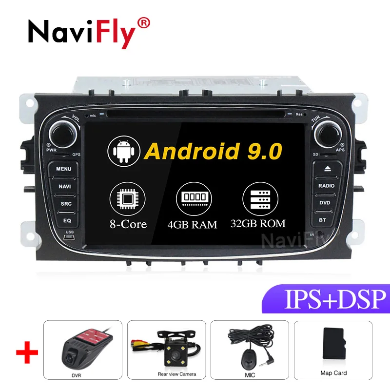Cheap 2 din Android9.0 8Core 4G RAM 32G ROM IPS DSP RDS Car DVD Multimedia Player GPS Navi For Ford For Focus2 Mondeo Galaxy 0