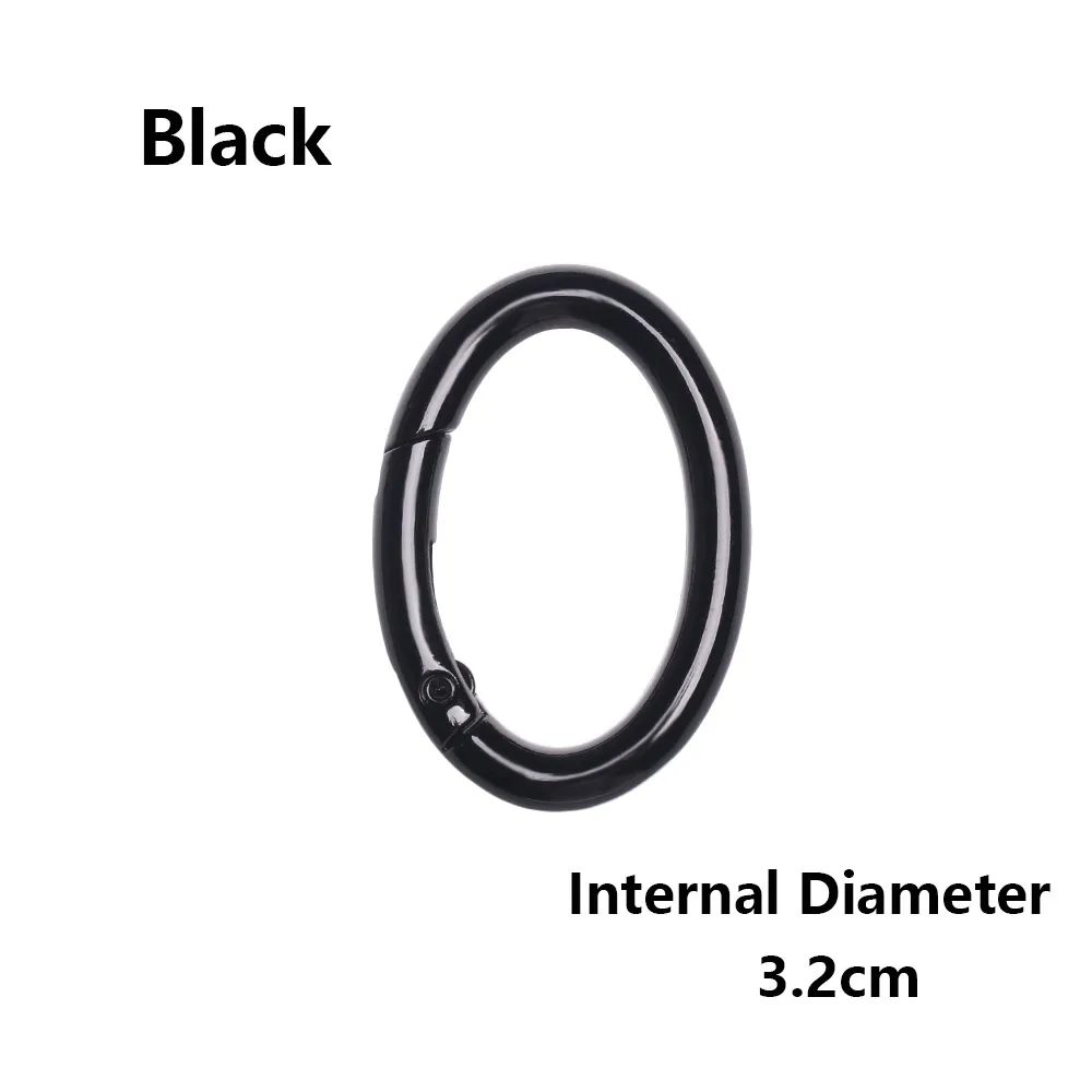 2pcs 3.2cm black Новинка, 2 шт., оцинкованный сплав, ворот, весна, овальное кольцо, пряжки-зажимы, кошельки, сумки, Овальные, пусковые крючки, уличный карабин - Цвет: 2pcs 3.2cm black