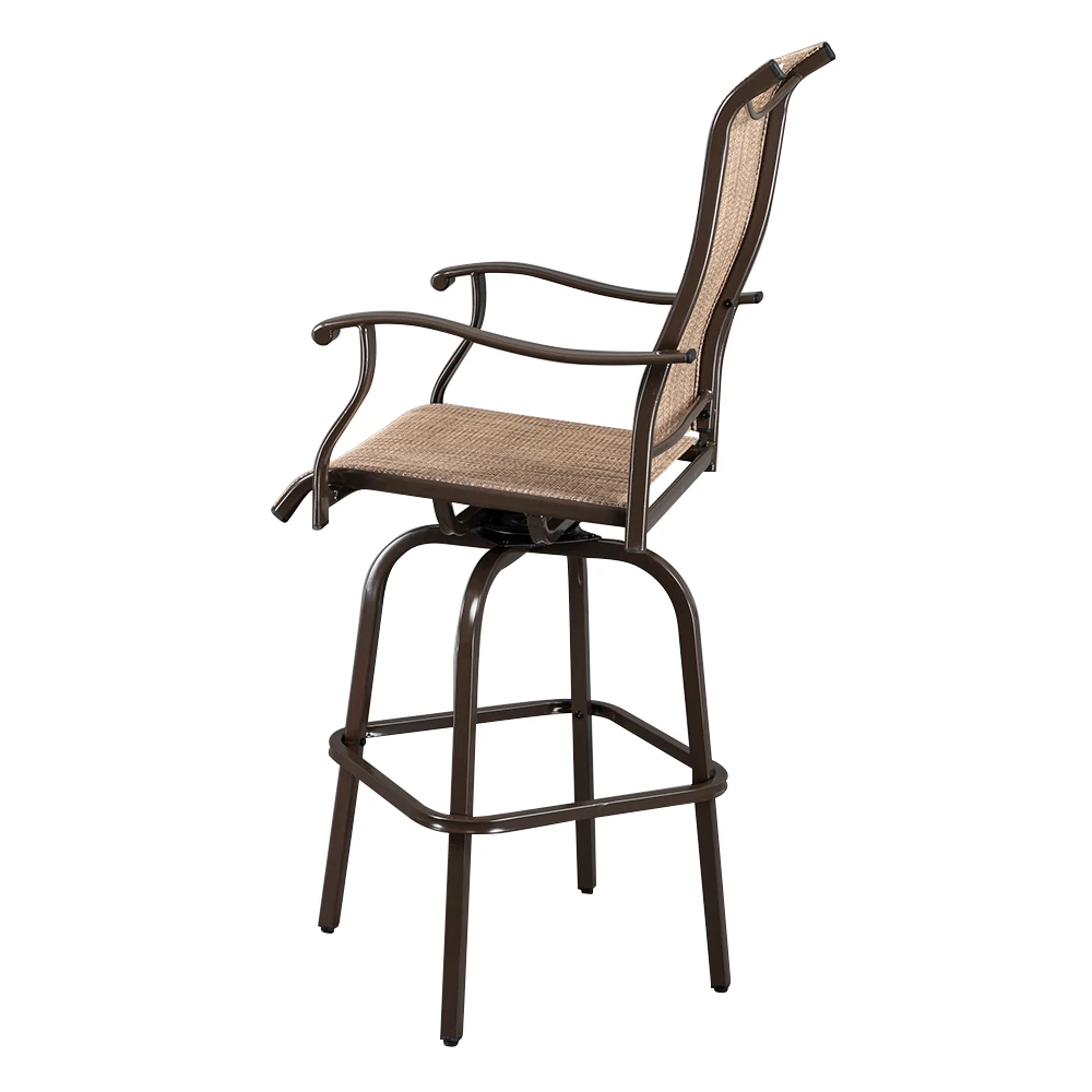 2pcs Wrought Iron Swivel Bar Chair Patio Swivel Bar Stools Brown (59 x 67 x 130.5)cm(L x W x H) US Warehouse images - 6