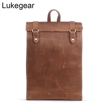 

Lukegear Cowhide Leather Backpack for Men Vintage Style Big Capacity Backbags for Women Outdoor Bags