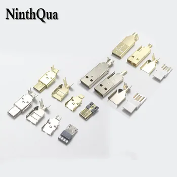 

1set Micro USB 4Pin /USB 2.0 Male connector plug Nickel Gold Plated welding Data OTG line interface DIY data cable accessories