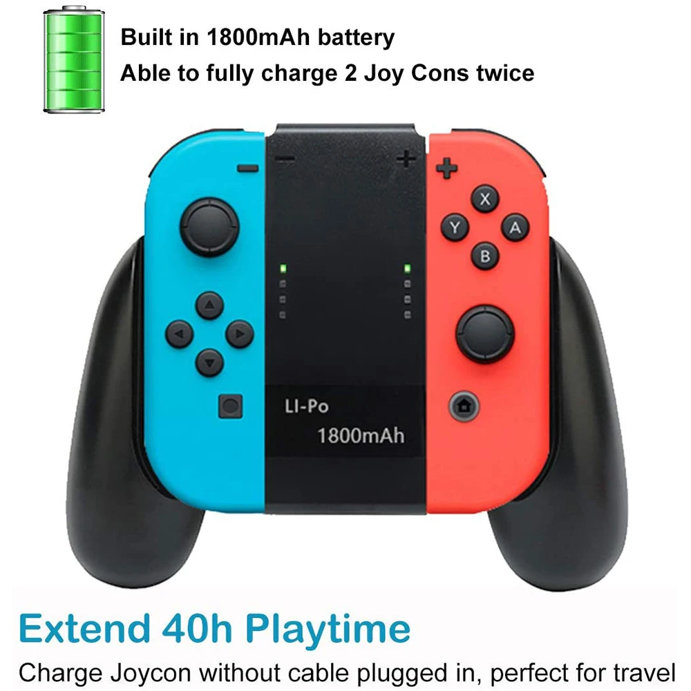 Joy Con Charging Grip with 1800mAh Battery 2 in 1 Comfort Grip for Nintendo Switch Joy Con