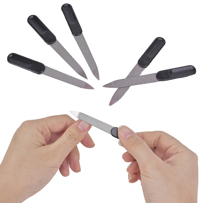 

2020 New New 5pcs Plastic Handle Metal Double Sided Nail Files Pro Nail File DIY Manicure Pedicure Tool