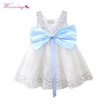 WEIXINBUY/платье принцессы для маленьких девочек; очаровательные вечерние платья; торжественное платье; кружевное платье с бантом и блестками