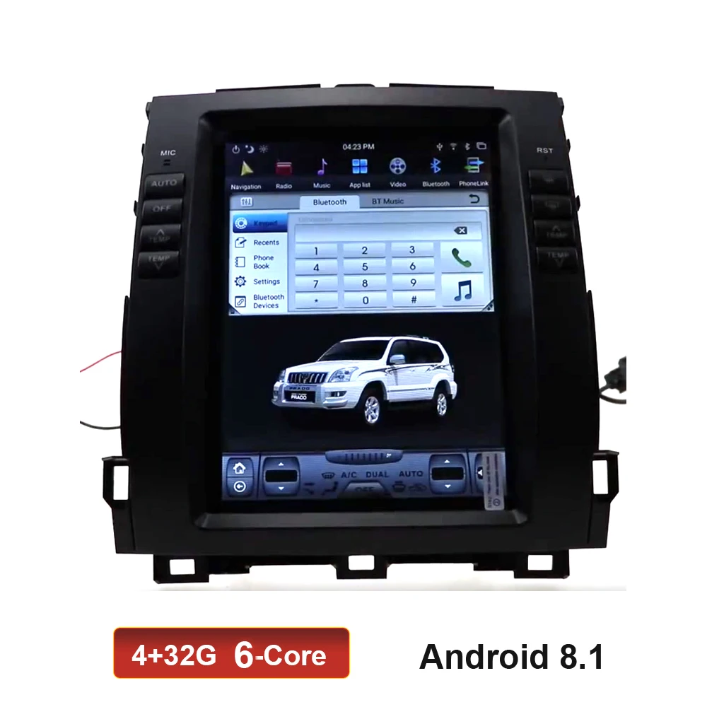 6Core-4G-32G MirrorLink Android 8,1 Автомобильный мультимедийный плеер с Bluetooth навигацией, автомагнитола 1 Din, стерео DVD для Toyota Land Cruiser Prado 120 - Цвет: 6Core-4G-32G