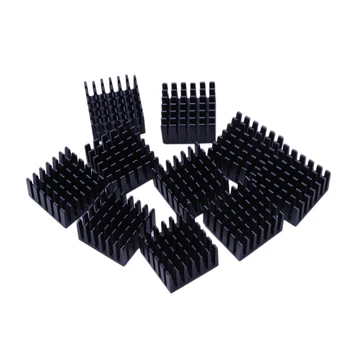 

Aluminium Heat Diffuse Cooling Fin Heatsink 25mm x 25mm x 15mm 10 Pcs Black