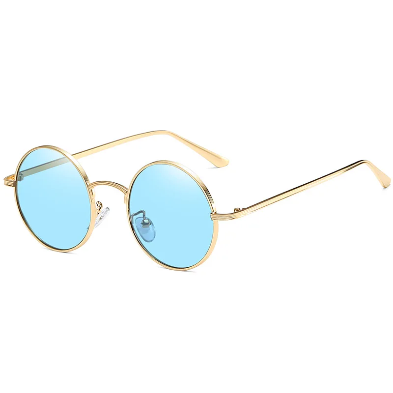 Круглые ретро солнцезащитные очки в металлической небольшой оправе, индивидуальные хип-хоп солнцезащитные очки Wu Yifan для мужчин и женщин - Цвет линз: C06