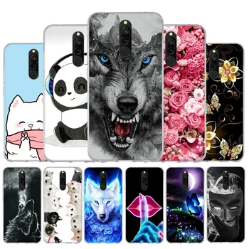 Перейти на Алиэкспресс и купить Мягкий чехол для Xiaomi Redmi 8, силиконовый чехол из ТПУ для Redmi 8A, чехол с цветком, животным котом, бампер для телефона Xiomi Redmi 8 A