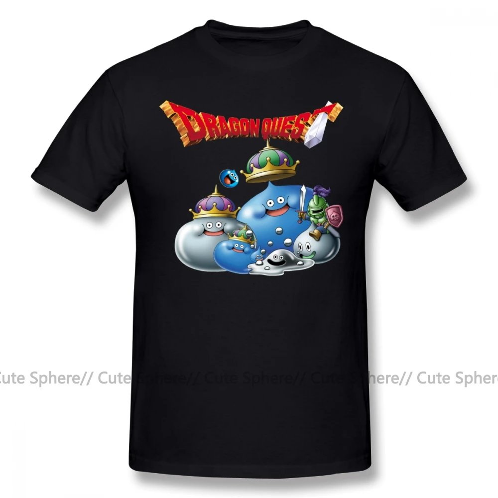 Дракон Квест футболка Dragon Quest футболка slime Рубашка с короткими рукавами больших размеров футболка Повседневные принты милые Для мужчин 100 из хлопчатобумажной ткани, раздел-футболки - Цвет: Black