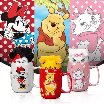 

Genuine Disney Bear Mug Socks Combine Cartoon Minnie Mary Cats Ceramic Cup GK Action Figure Model Toy Birthday Present M5318