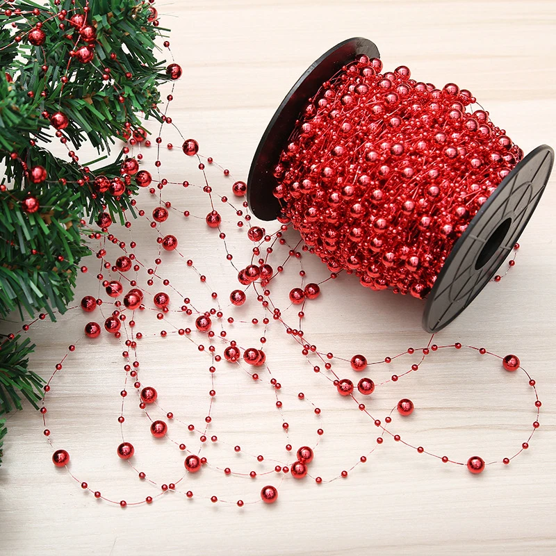 

60m/roll Acrylic Bead Garland Strand Bead Chain Christmas Decoration Party Wedding Backgound Decorative Room Teenager Aesthetic