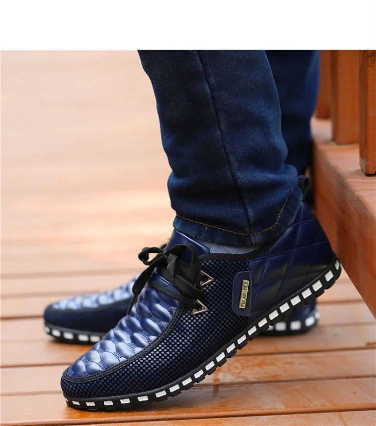 Men Leather Shoes Autumn Men's Casual Shoes Breathable Light Weight White Sneakers Driving Shoes Pointed Toe Business Men Shoes