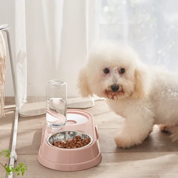 

Pet Bowl Cat Food Bowl with Water Dispenser Dog Food Water Feeder Raised Stand Bowls Pet Supplies^