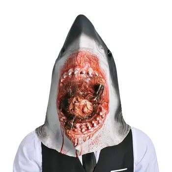 

2020 halloween Ball Costume Masquerade Jaws Shark Full Head Mask Animal Cosplay Latex Soft Breathable Carnival Toys