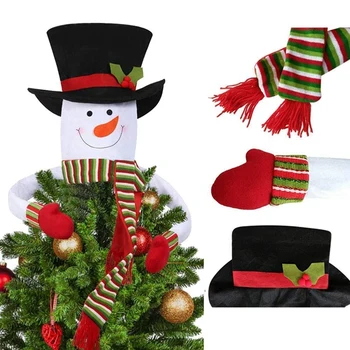 

Christmas Tree Topper, Scarf Snowman Top Hat Hugger for Xmas Tree Decoration,Xmas Holiday Home Decor (Large)