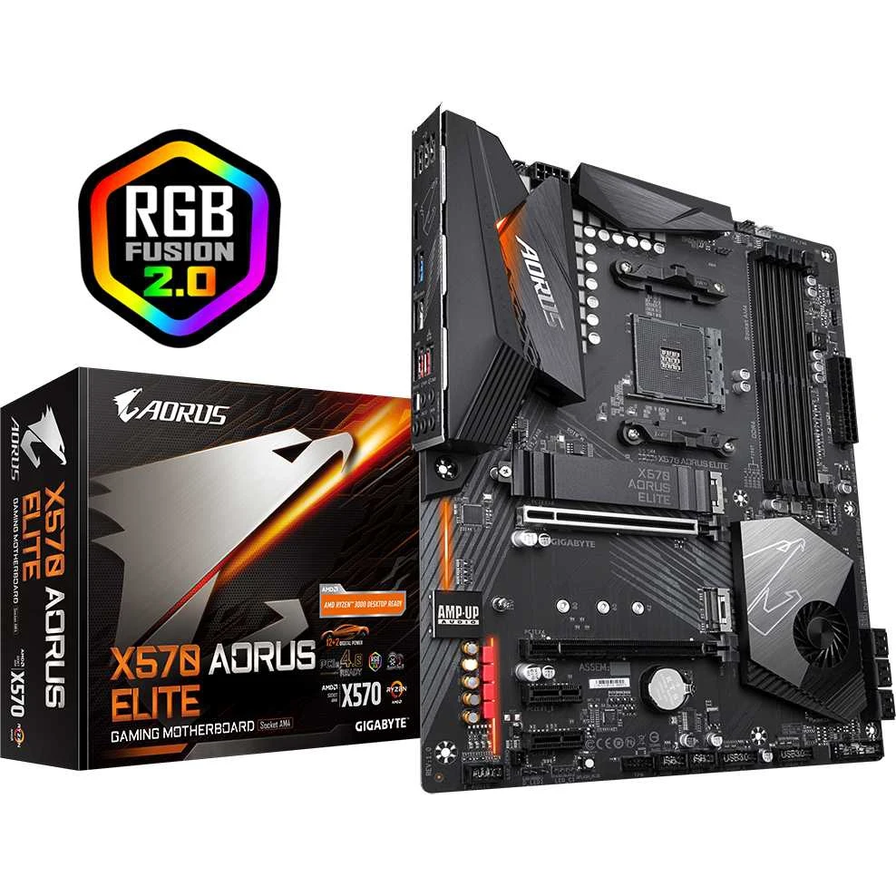 Материнская плата Gigabyte X570 AORUS ELITE Soc-AM4 AMD X570 4xDDR4 ATX AC`97 8ch(7.1) GbLAN RAID+HD