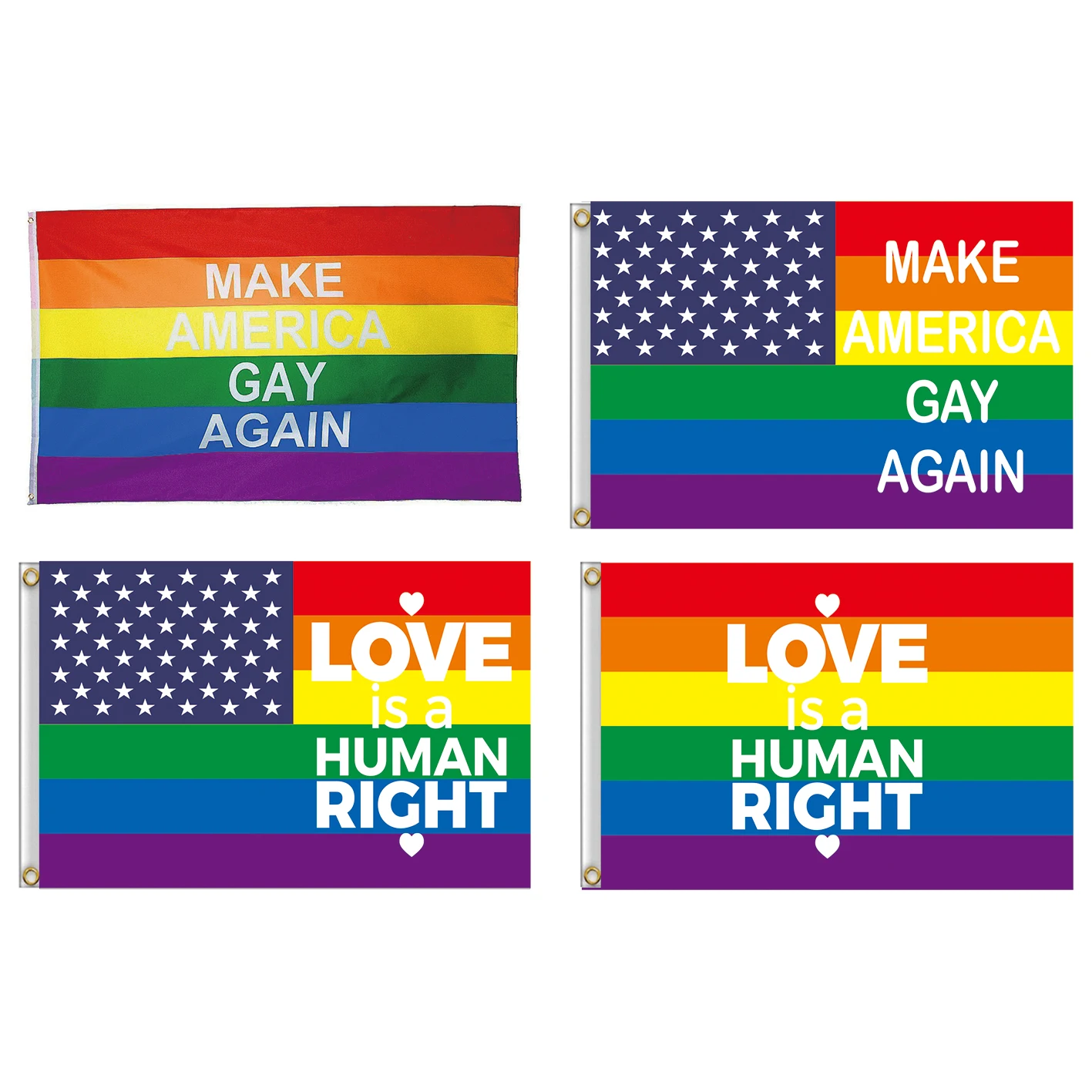 

Own Design Custom 3x5 ft LGBT GAY Pride Rainbow MAKE AMERICA GAY AGAIN and LOVE IS HUMAN RIGHT Parade Flags