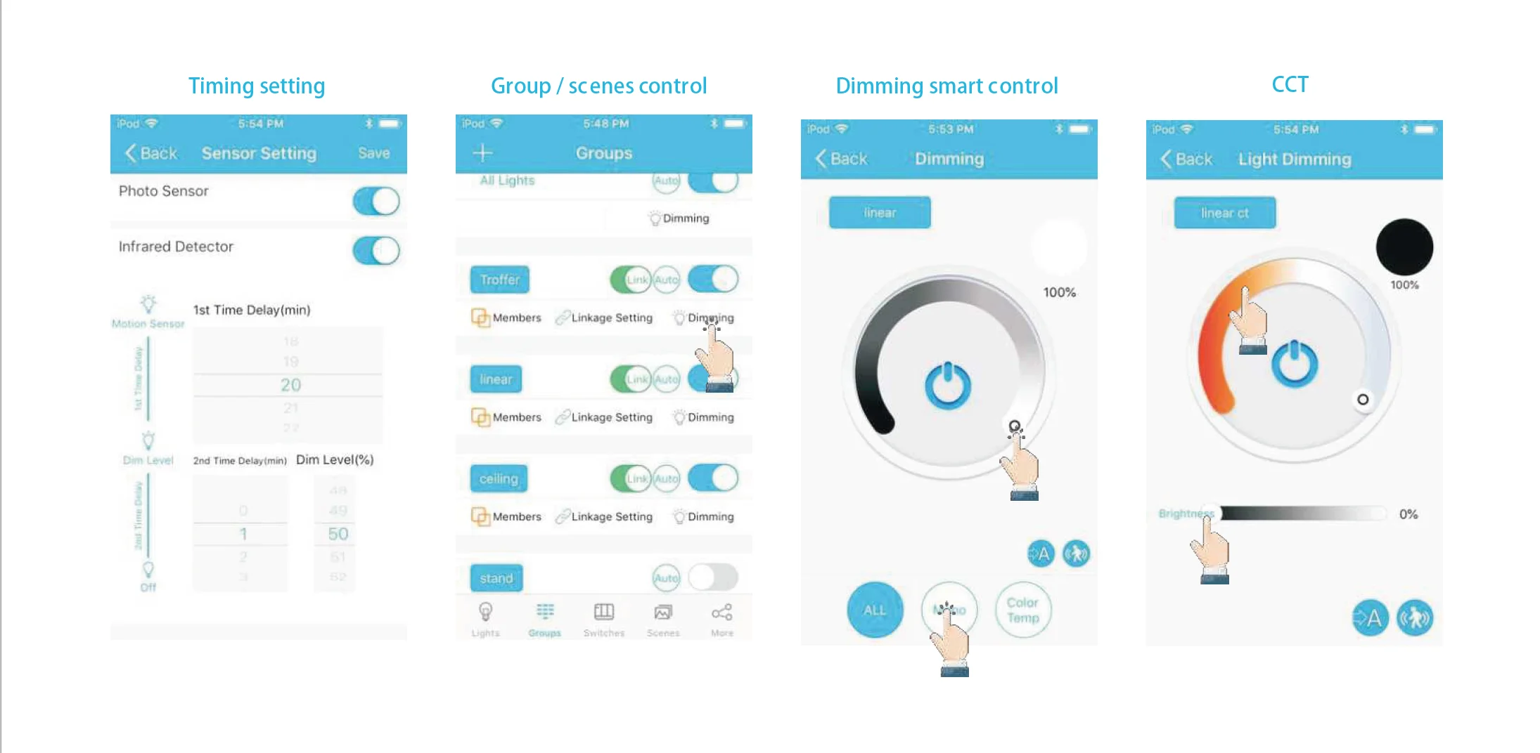 ARK APP smart control system daylight motion sensor smart CCT tunable 2x2ft 2x4ft 30w 40w LED troffer light