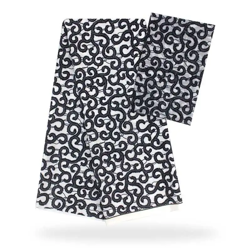 as pic white black 2+4yards satin silk with chiffon fabric african fabric for dress ankara fabric african wax prints fabric nigerian - Цвет: as pic