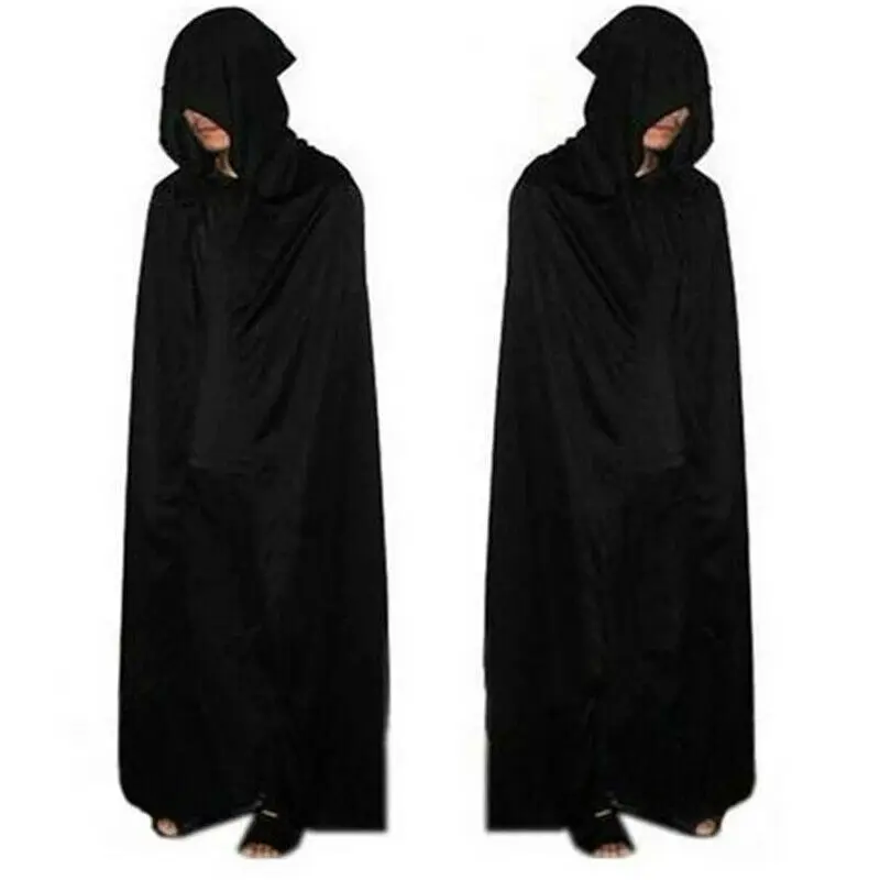 

Halloween Hooded Cape Adult Unisex Party Cosplay Solid Long Cloak Black Costume Dress Coats Gifts